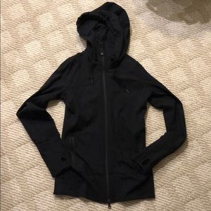 Black long dual zipper hoodie jacket